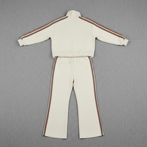 Sweat à capuche et pantalon de survêtement décontracté 100% Coton molletonné, brodé sur mesure, uni, avec ceinture, fermeture éclair, coupe ample, grammage lourd, OEM ODM - Product Image 2