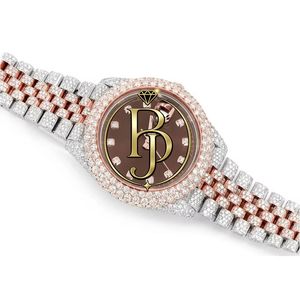 Montre-bracelet analogique de luxe à quartz, bracelet en acier inoxydable marron, verre cristal, résistance à l'eau 10 bars, écologique et légère - Product Image 3