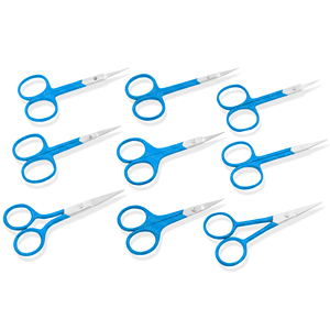 Ciseaux à cuticules droits en acier inoxydable de qualité supérieure, outils de beauté pour nail art, à pointe bleue et angle varié, argentés - Product Image 1