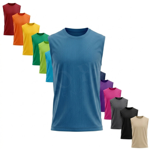 เสื้อกล้ามกีฬาผ้าโพลีเอสเตอร์ตาข่ายขายส่ง แห้งเร็ว สำหรับออกกำลังกาย ฟิตเนส เทรนนิ่ง ซัมเมอร์ วอร์คเอาท์ รับสกรีนโลโก้ - Product Image 1