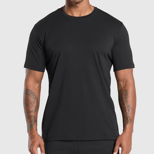 T-shirt à manches courtes pour homme, col rond, coupe classique, style jersey, 100% coton, respirant, couleur unie, imprimé, 220g - Product Image 1
