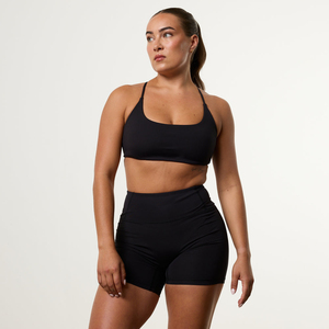 Ensemble de vêtements de sport pour femmes, soutien-gorge de sport sans couture noir à taille haute, short, vêtements de yoga, tenue de fitness 2 pièces - Product Image 3