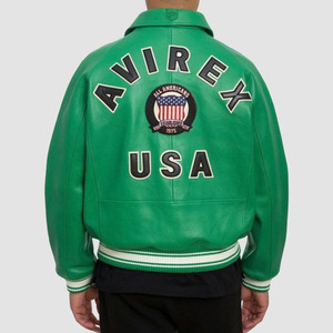 Nueva Chaqueta de Motociclista Avirex USA para Hombre, Talla Grande, de Cuero Genuino, con Cuello Alto, Cierre Impermeable y Ecológica - Product Image 2