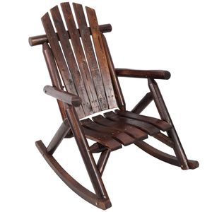 Fauteuil à bascule en bois de sapin brun durable pour jardin, terrasse et porche extérieur - Product Image 3