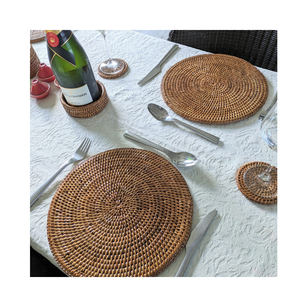 HOT DEAL 2026 Handmade Rattan <b>Placemat</b> With <b>Round</b> Woven Design, Natural Craft Tableware, Eco Export From Vietnam - Product Image 1