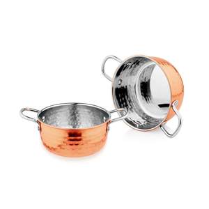 Casseroles martelées en acier inoxydable 2pcs avec couleur cuivre attrayante à l'extérieur - Product Image 4