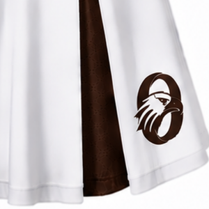 Ensemble d'uniforme de cheerleading sublimé blanc et marron sans manches, haut et jupe athlétiques pour équipe, tenue de sport de performance pour adultes - Product Image 4
