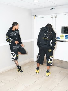2026 Men's <b>Hoodie</b> & Shorts Set <b>Black</b> Yellow <b>Panther</b> Print Streetwear Full Zip Sweatshirt Autumn Casual Wear - Product Image 5