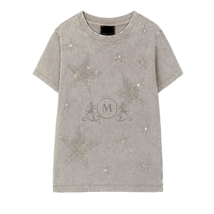Camiseta Personalizada para Hombre con Logotipo Frontal en Pedrería y Estampado Brillante, 100% Algodón Grueso, Transpirable, Casual y a la Moda - Product Image 2