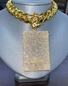 Hot Sale Hiphop Vvs Moissanite Iced FF Brilliant Cut Yellow <b>Gold</b> Color <b>Solid</b> 925 Silver Customizable Rhodium Plated GRA <b>Pendant</b> - Product Image 1