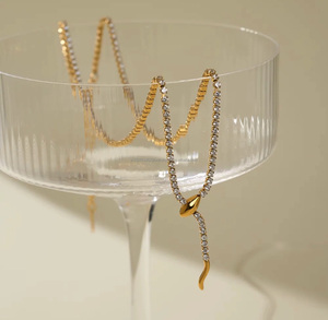 Collier lariat tennis en diamant en or jaune massif, collier ajustable en Y, cadeau minimaliste pour mariage ou anniversaire pour elle - Product Image 2
