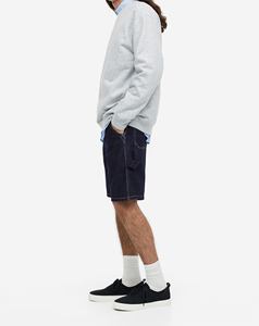 2026 Wholesale Price New Style High Street Knee Length Straight Loose Light Blue Denim <b>Jeans</b> Shorts for Men - Product Image 6