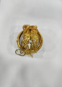 22K <b>Solid</b> <b>Gold</b> Chur <b>Bangle</b> Pair Traditional Indian Bridal Filigree Floral Trendy Wedding Anniversary Gift Jewelry BIS Certified - Product Image 2