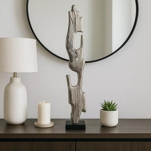 Support de bougie abstrait en argent, 27 cm de haut, décoration d'intérieur durable - Product Image 4