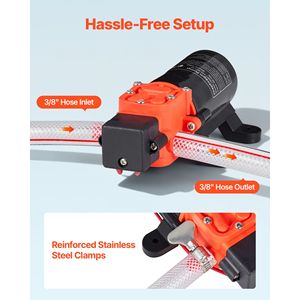 ปั๊มน้ำไดอะแฟรมแบบดูดเอง 2 ห้อง 12V DC 1.2 GPM (4.5 ลิตร/นาที) แรงดันสูงสุด 80 PSI สำหรับงานทางทะเล พร้อมท่อรัด 2 ตัว - Product Image 4
