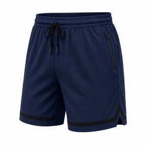 Men's Solid Color Quick Dry Sports <b>Shorts</b> With Drawstring And <b>Zipper</b> Pockets Casual Wear Purple - Product Image 3