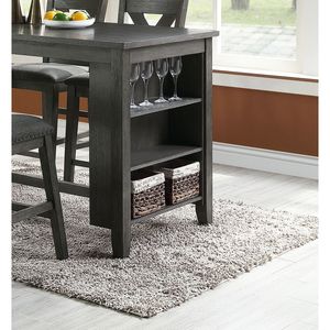 Tavolo da Colazione Moderno e Casual in Legno, Altezza Bancone, con Ripiani Portaoggetti, Finitura Grigia, Set da 1 Pezzo per Sala da Pranzo - Product Image 6