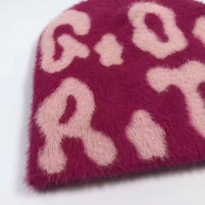 Plush Beanie Hat G.O.R.T! Flock Print Letter Pattern Unisex Adult <b>Winter</b> <b>Cap</b> 56-58CM Casual Style - Product Image 5