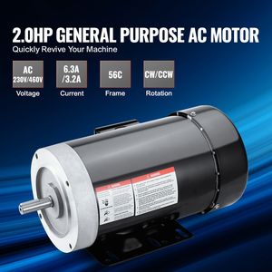Motore Elettrico 2HP 3450 Giri/min 230V/460V Trifase con Albero Scanalato da 5/8'' AC 230V/460V Telaio 56C 1400 Giri/min per Compressore d'Aria CW/CCW - Product Image 2