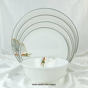Tazón Redondo de Melamina de Lujo para Sopa con Línea Negra y Diseño Escénico Asiático, Vajilla Blanca Apta para Microondas y Lavavajillas - Product Image 5