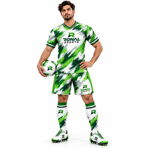 Conjunto de camiseta de fútbol transpirable de alta calidad, 100% poliéster, uniforme de fútbol personalizado a la venta a bajo precio. - Product Image 3