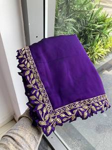 Sari de Diseño con Borde Festoneado para Mujer, Elegante Sari de Fiesta para Boda con Blusa Bordada, Venta al Por Mayor - Product Image 5