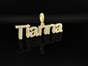 Ice Legacy <b>Custom</b> Iced CZ Galaxy King Tiahna <b>Name</b> Pendant Stainless Steel Plated Brilliant Cut Crystal Letter Charm Hiphop Style - Product Image 1