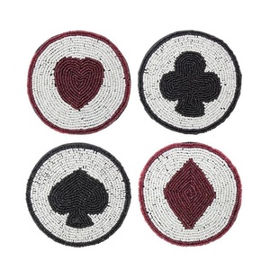 Custom Logo Seed Bead Embroidery Coasters For Corporate Gifts Elegant Beaded Embroidered Coaster Set For Coffee And Tea <b>Cups</b> - Product Image 4