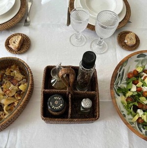 Portautensilios Cuadrado de Ratán de Alta Calidad, Ecológico, Ligero, Apto para Alimentos, con 4 Compartimentos, Tejido a Mano - Product Image 6