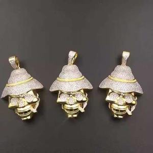 Colgantes de Esqueleto de Personajes de Dibujos Animados Hip Hop, Bañados en Oro con Diamantes, Ideales para Regalos de Boda, con Cadena de Cuerda - ¡Venta Caliente! - Product Image 4