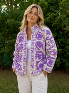Premium Floral TNT Embroidery <b>Jacket</b> | Handmade Boutique Designer Outerwear for <b>Men</b> & Women with Intricate Artisan Craftsmanship - Product Image 1