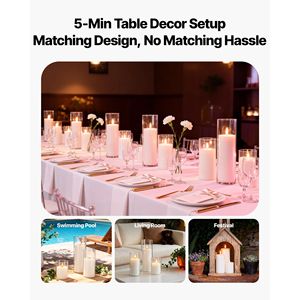 Juego de 36 Portavelas Cilíndricos Transparentes, Floreros Altos de Vidrio para Centros de Mesa en Bodas y Eventos - Product Image 5