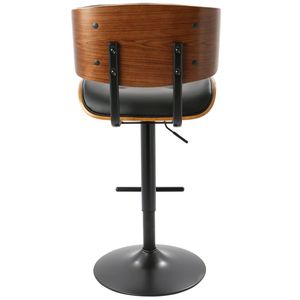 Tabouret de bar réglable Lombardi Mid Century Modern en noyer avec simili cuir noir par - Product Image 5