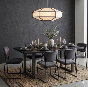 Juego de Mesa de Comedor Moderno de Madera Maciza Rectangular, Muebles de Sala de Estar, Juego de Mesa de Cocina Grande para 6 Personas con Base en U de Metal - Product Image 1