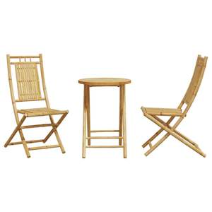 Ensemble bistrot pliable en bambou naturel de taille moyenne pour jardin - Product Image 4
