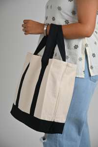 Nouveauté 2026 : Sacs fourre-tout en toile 100 % coton recyclé, écologiques, avec logo personnalisé, motif géométrique, pour supermarché, à porter à l'épaule - Product Image 2