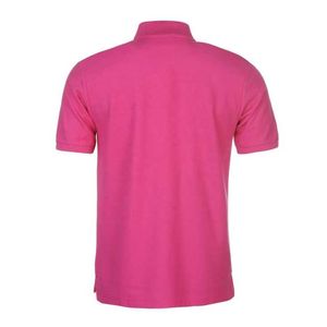 Polo pour homme en maille rose uni à manches courtes, coupe classique, qualité supérieure - Product Image 3