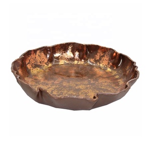 Serveware cuivre plaqué aluminium forme ronde en métal concepteur bol de service bol à fruits et bol à salade fait à la main - Product Image 1