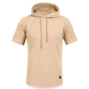 wholesale custom <b>short</b> <b>sleeve</b> <b>hoodie</b> summer fleece pullover <b>men</b> lightweight <b>hoodie</b> blank white <b>hoodie</b> manufacturer custom - Product Image 3