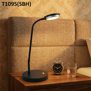 T1195 โคมไฟตั้งโต๊ะ LED แบบปรับได้ พลาสติกสีดำ แขนปรับได้ ควบคุมด้วยสวิตช์ AC 220V แสงสีขาวนวล ห้องอ่านหนังสือ ดีไซน์เรียบง่าย - Product Image 3