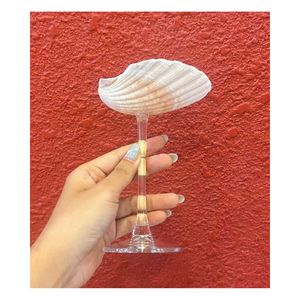 Tasse en coquillage fait main avec pied transparent, classique, écologique, compatible lave-vaisselle et micro-ondes, cadeau de fête, verre cristal réutilisable - Product Image 5