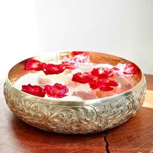 The Graceful Urli – Hammered <b>Metal</b> Bowl with Subtle Sheen for Floral Arrangements and Festive Centerpieces - Product Image 4