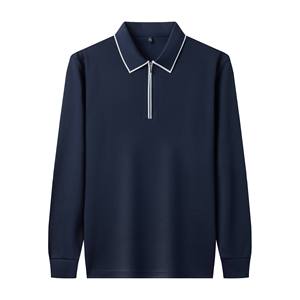 Polo de golf pour homme 230G de haute qualité, personnalisable, à manches longues, col boutonné, style décontracté et professionnel - Product Image 2