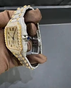Montre de luxe carrée en acier inoxydable avec lunette sertie de diamants, cadran analogique, affichage de la date, montre de mode pour homme, boîtier de 36 mm - Product Image 2