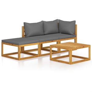 Ensemble de salon de jardin en bois d'acacia gris foncé, 100% polyester, meubles d'extérieur élégants - Product Image 2