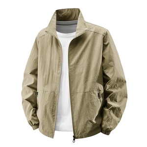 Men's Spring Autumn Varsity <b>Jacket</b> ODM Finished <b>Waterproof</b> Windproof Polyester Cotton Hoodless Stand Collar <b>Thin</b> Zipper Closure - Product Image 5