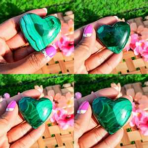Cristal de Malaquita Natural Chakralume en Forma de Corazón, Pulido, Verde, con Bandas, Piedra Curativa para Reiki, Meditación, Decoración Energética, Venta al Por Mayor - Product Image 6
