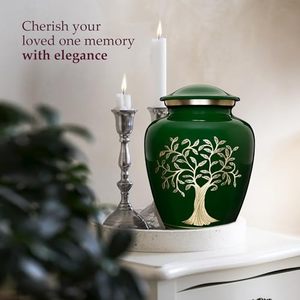 Decorative Artisan Brass Adult Cremation Tribute Urn Funeral Memorial Ashes Container Featuring Polished Exterior - Product Image 2