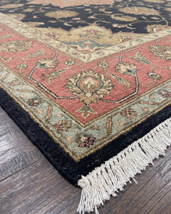 Tapis de luxe à poils épais, tufté à la main, motif floral Rose Noire, avec bordure rose pâle, écologique, pour salon et intérieur d'hôtel - Product Image 6