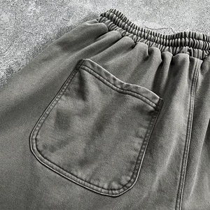 Shorts en molleton de coton épais 400 GSM, style vintage délavé à l'acide, avec points bruts et effet usé, pour l'été et le streetwear - Product Image 3